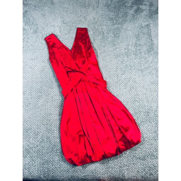 NWT MAX MARA Red Silky Mini Dress Pleated Wrap Detail Cocktail Made in Italy 4 - Picture 1 of 6